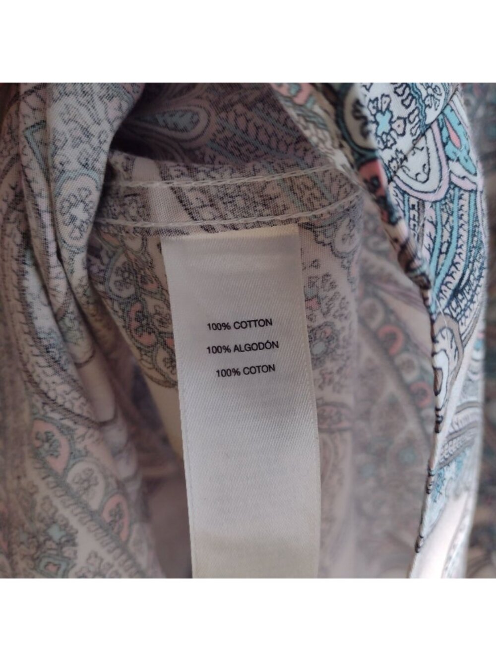 Chicos Pink Paisley Shirt L No Iron Button Front Tunic Length Cotton Top Sz 2 - Picture 9 of 10
